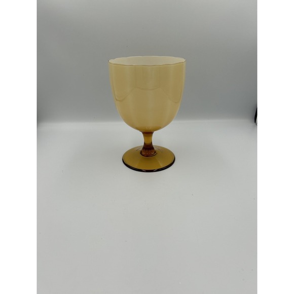 Other - Vintage Amber stemmed goblet wine glass Hand Blown Style gold rimmed elegance.